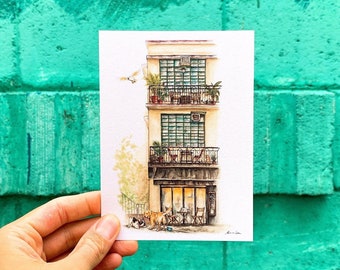 Sunday Morning | Hong Kong Watercolor Postcard