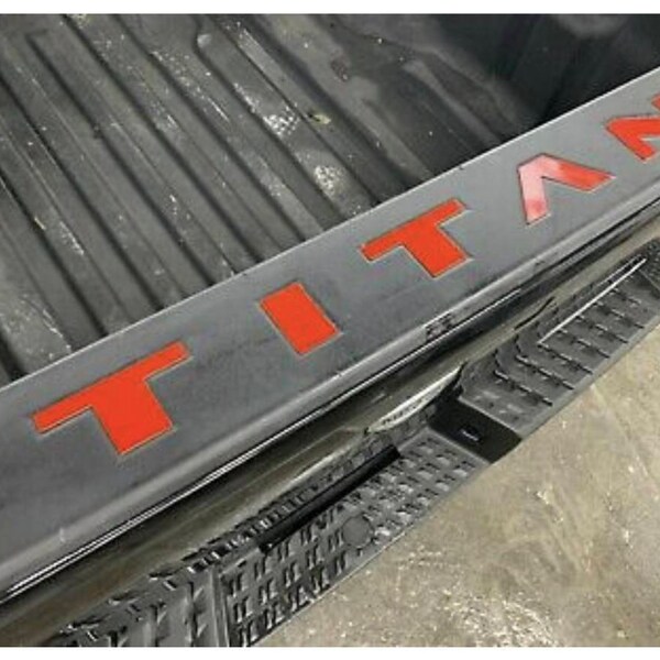 Red Vinyl Letter Decals For Nissan Titan Running Boards – 2016 To 2020 Models