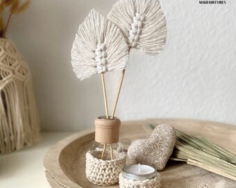 Macrameblad met houten handvat Boho decoratie voor op tafel