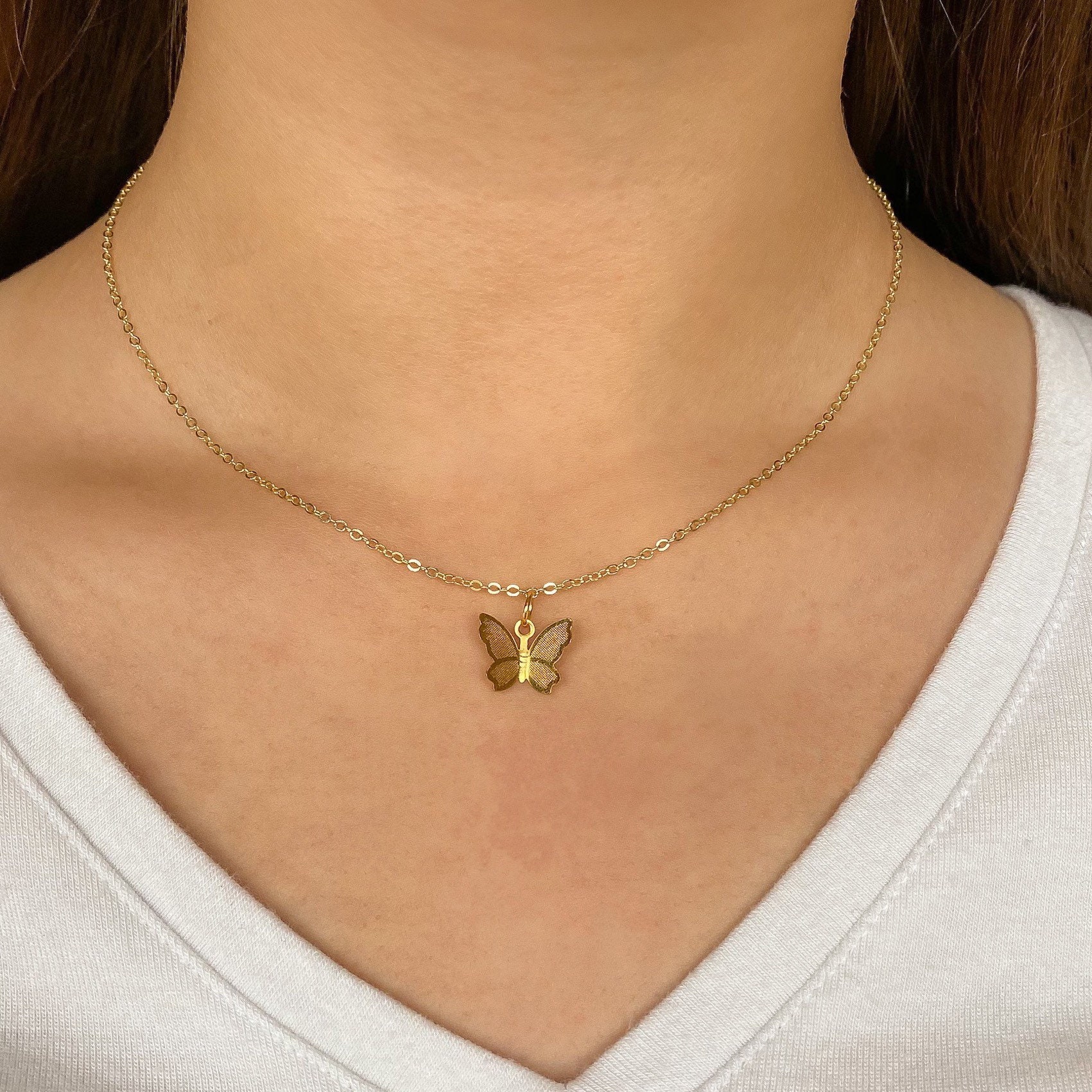 Butterfly Necklace Gold Simple Necklace Dainty Jewelry Etsy