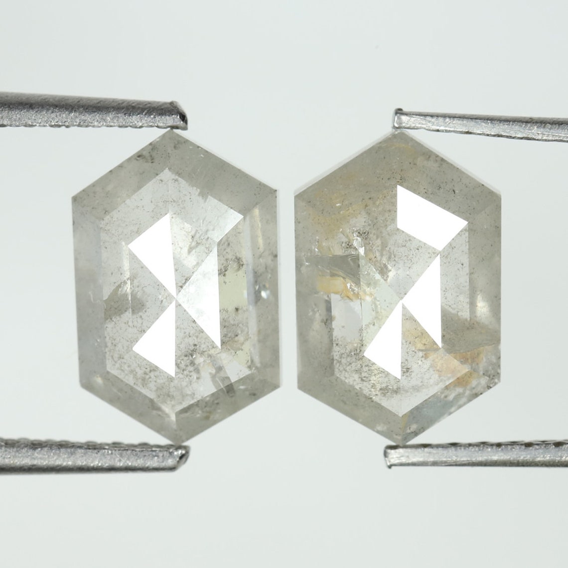 3 19 CT Hexagone Forme Naturelle L che Diamant Gris Sel Et Etsy