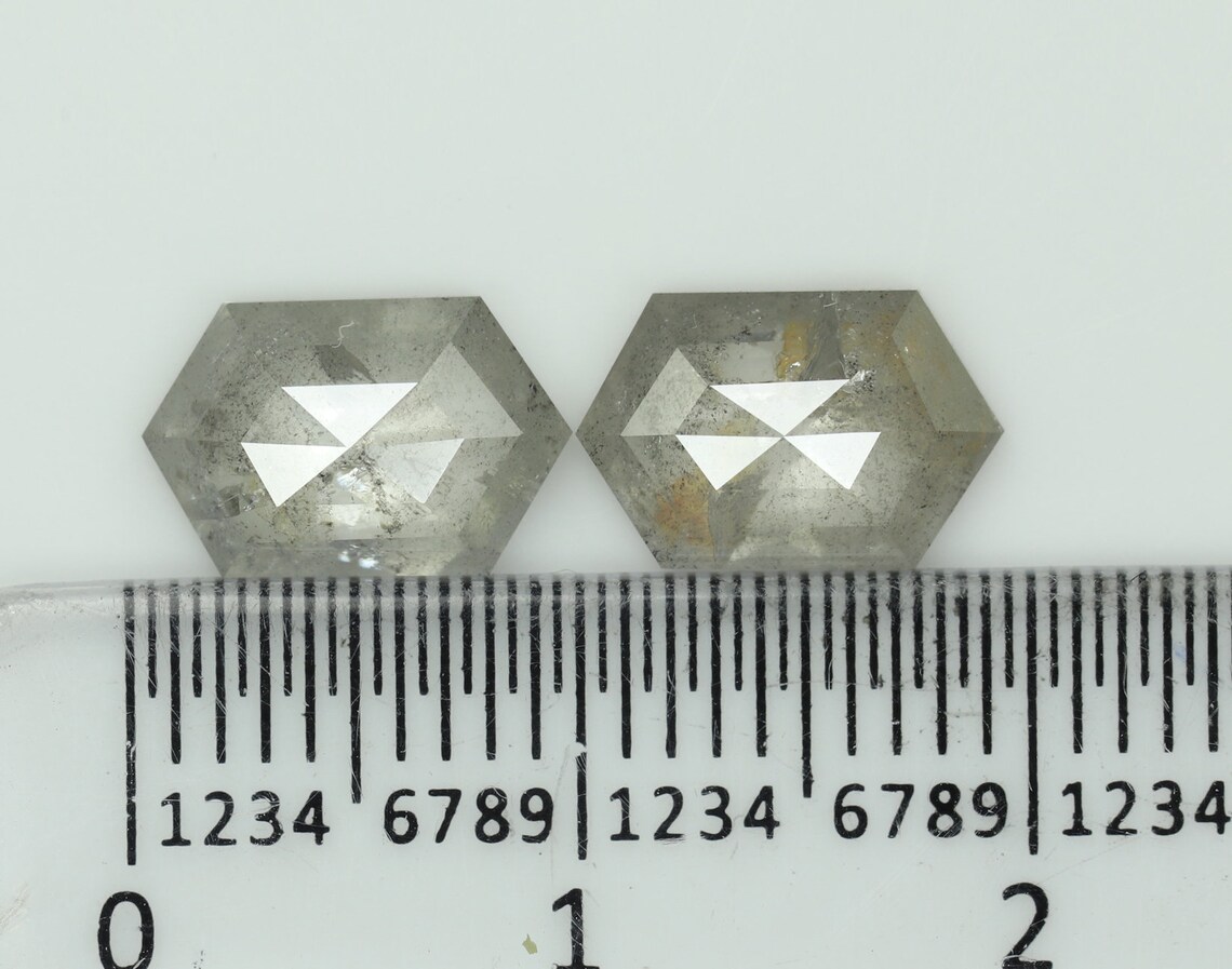 3 19 CT Hexagone Forme Naturelle L che Diamant Gris Sel Et Etsy
