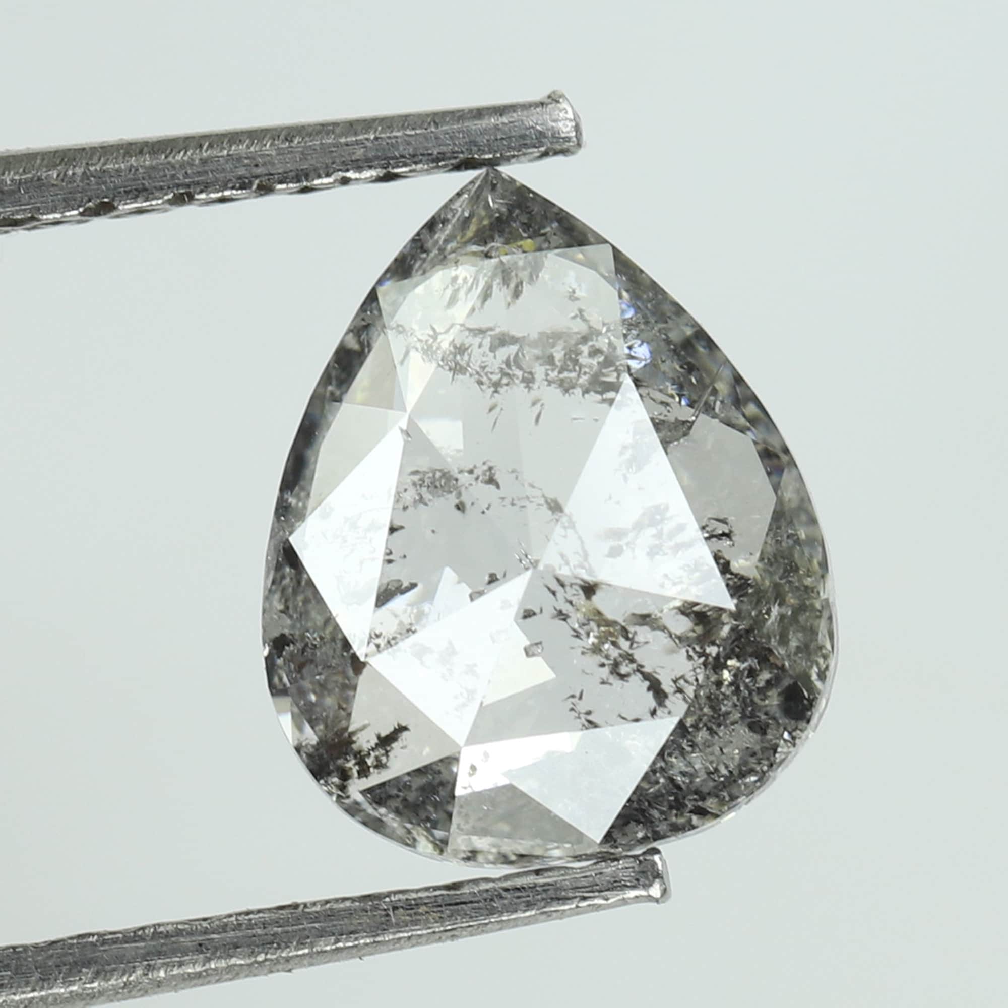 0.85 CT Salt And Pepper Diamond Pear Diamond Natural Loose Etsy