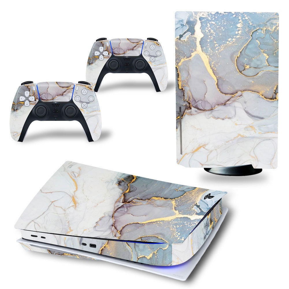 Gold White Marble Ps5 Skin Vinyl Decal Cover For Sony Etsy