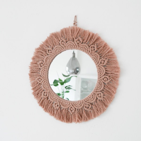 Macramé wandspiegel rond in boho stijl 32 cm of 52 cm
