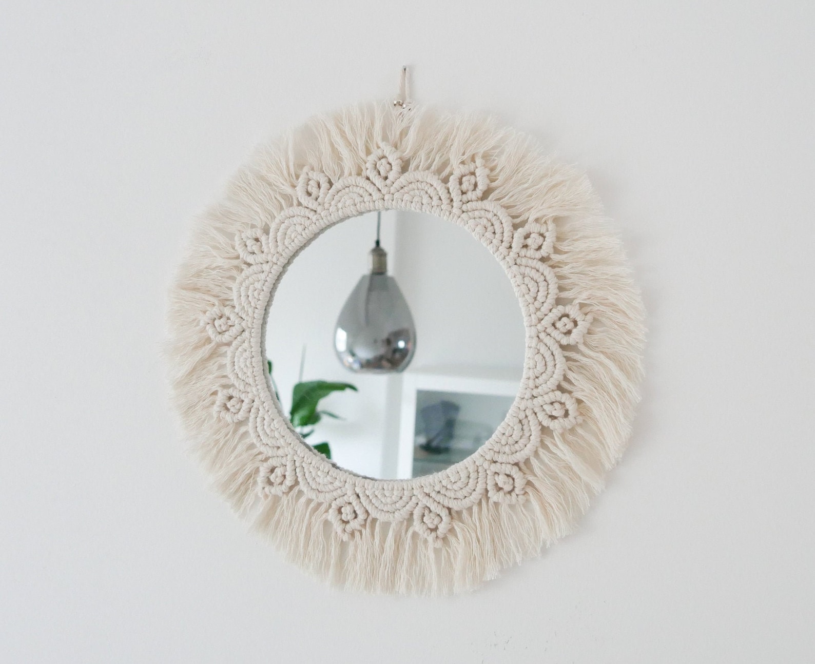 Makramee Wandspiegel rund im Boho Stil beige 32cm,42cm oder 52cm Etsy.de