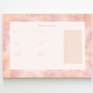 Weekly planner A4 / 50 sheets / notepad / office / home office / watercolor / desk pad / organization