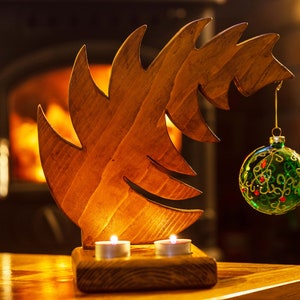 Christmas tree with bauble and candle holders