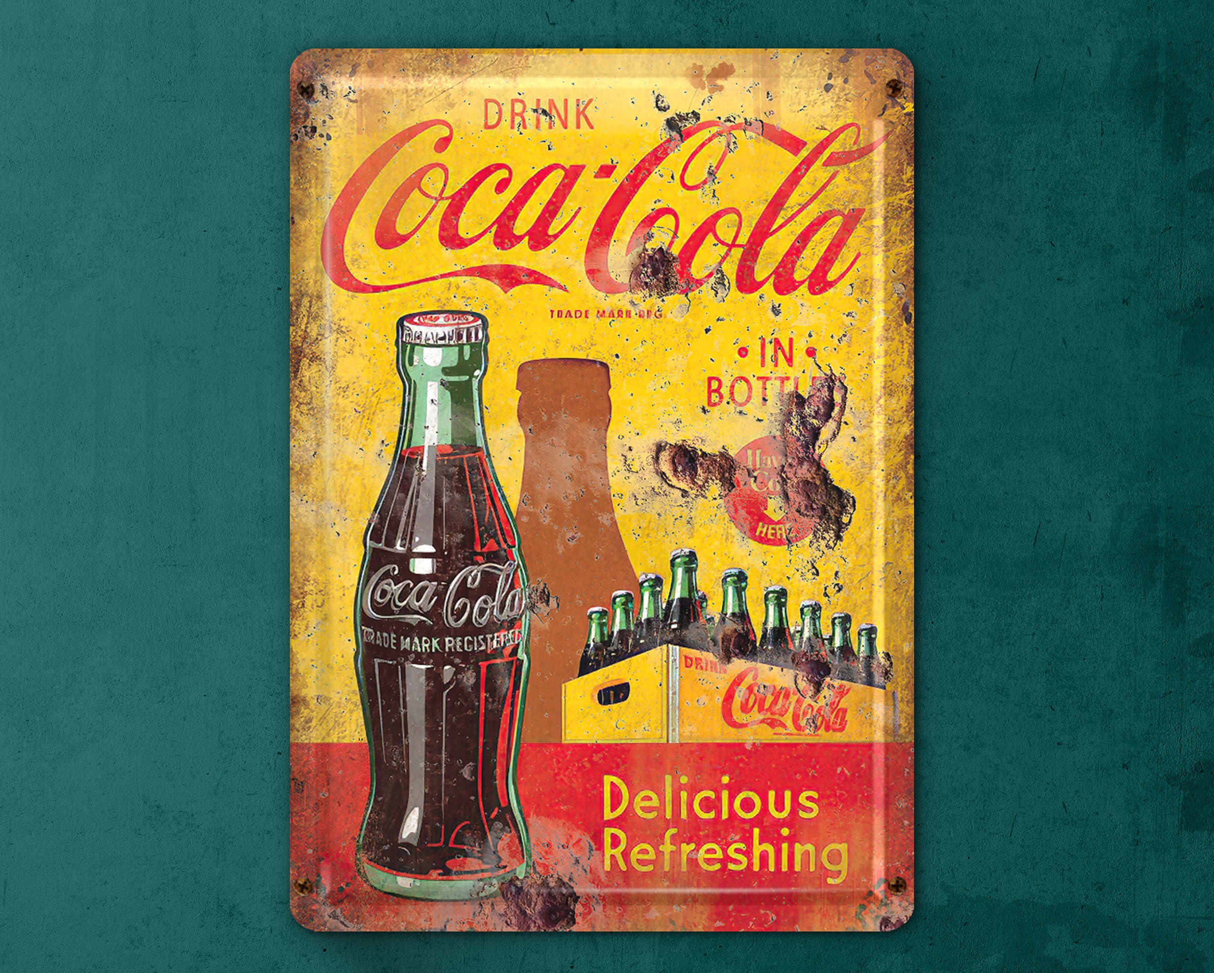 Jahrgang Coca Cola Print Poster Rusty Ad Zeichen Coca Cola | Etsy