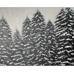 Set van zes Frosted Evergreens 7" x 5" Blank Note Cards