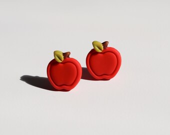 The Apple Stud | polymer clay earrings, unique earrings, statement earrings, bow earrings