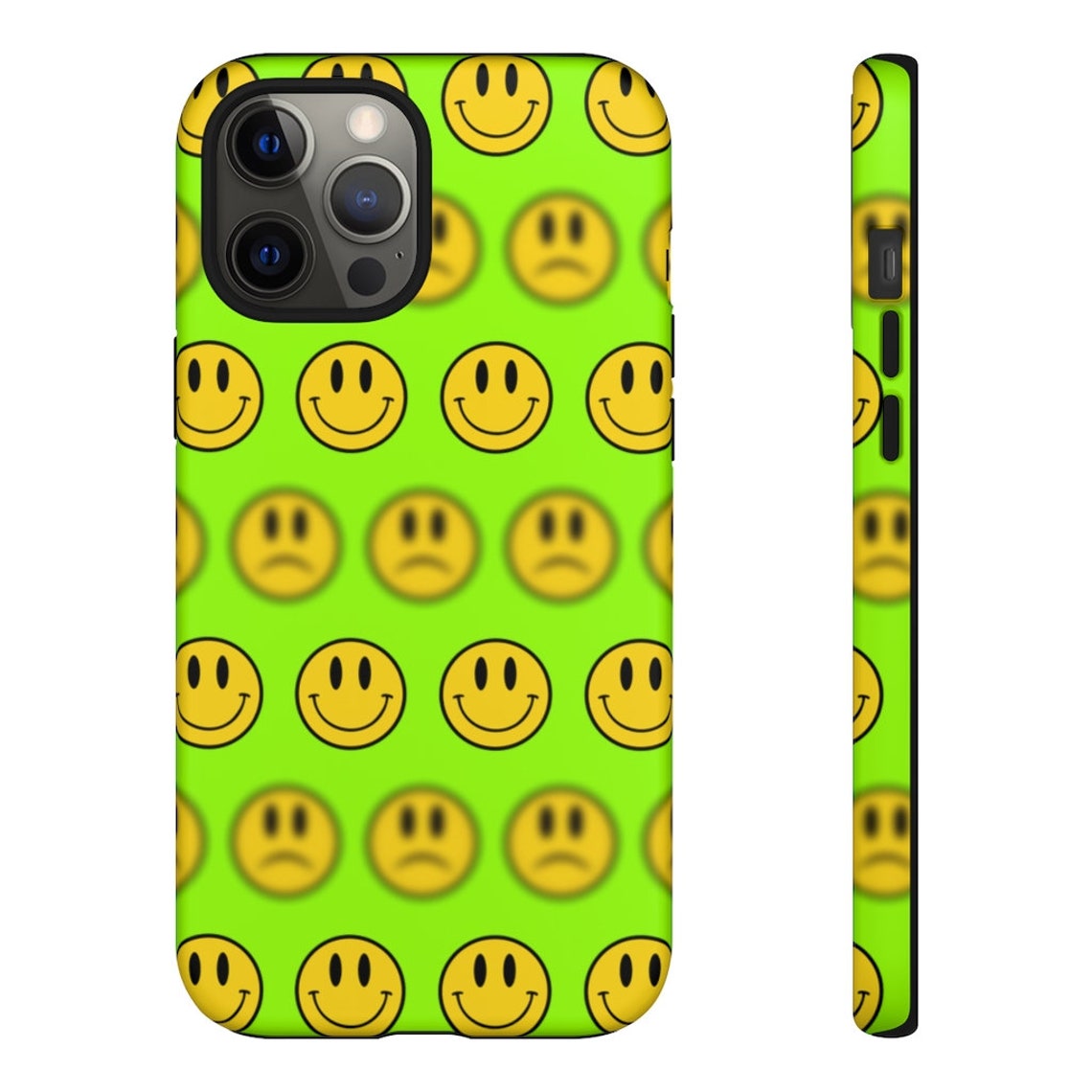 Happy Smiley Face Neon Green Aesthetic Iphone Tough Cases for | Etsy