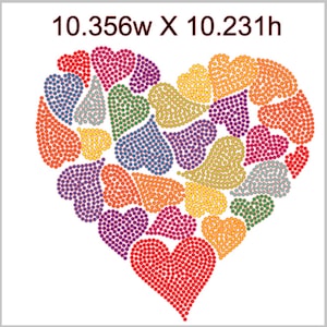 Heart Vector Rhinestone Heart of Hearts, Rhinestone Design Template, SS10, 10.356w X 10.231h ...