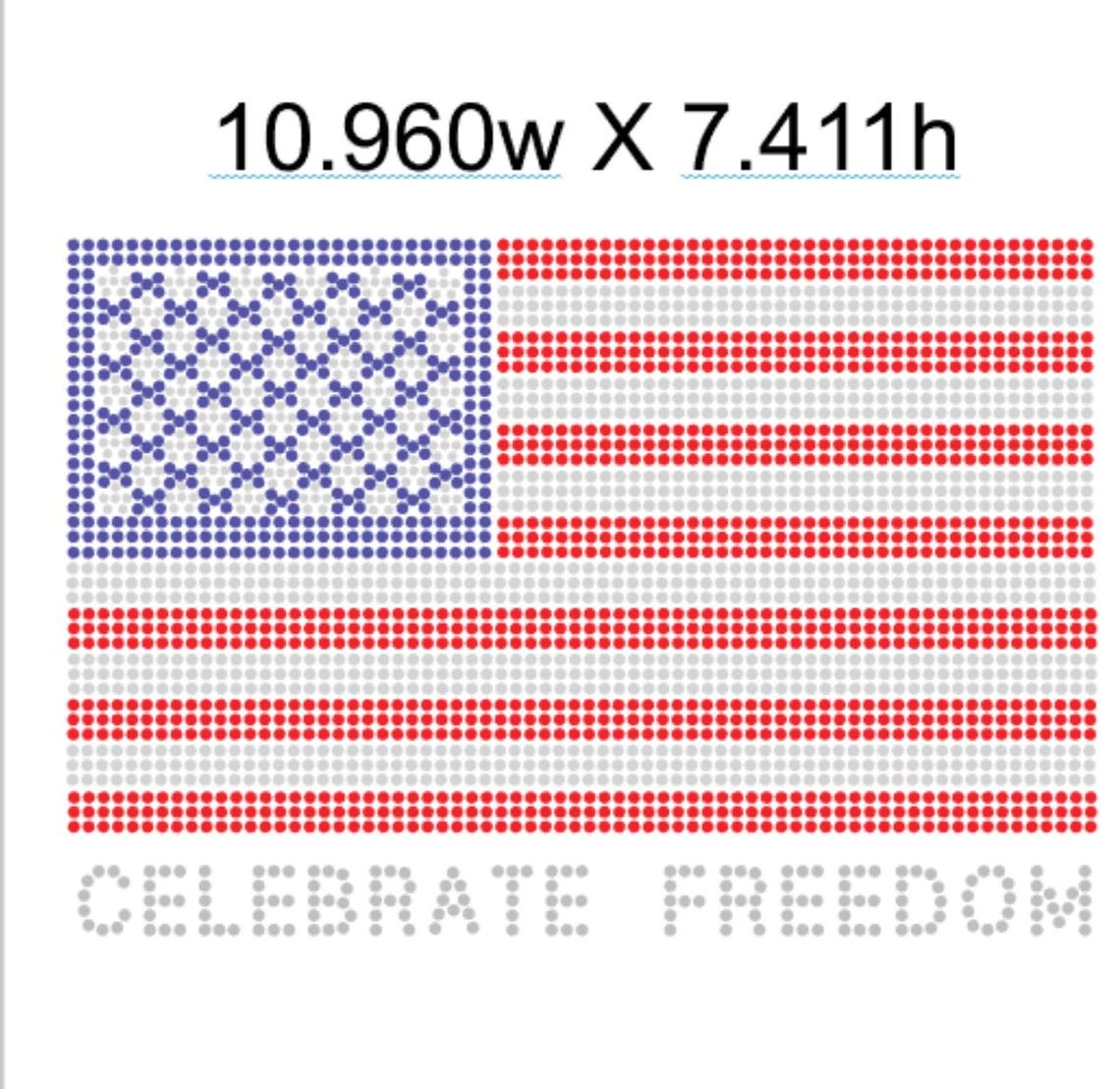 Celebrate Freedom American Flag, Rhinestone Design Template, 10.960w X ...