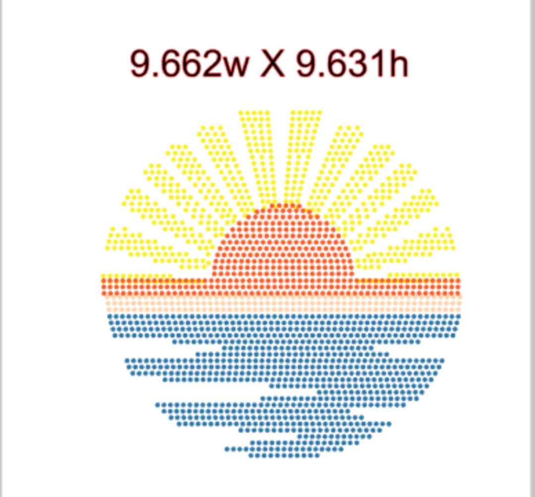 Ocean Sunset Classic Sunset Rhinestone Design Template, SS10, 9.662w X ...