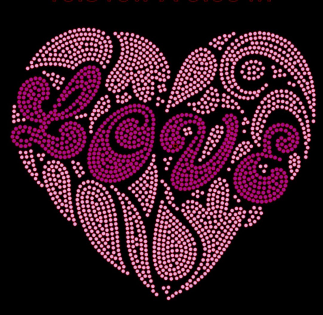 Heart of Love Rhinestone Design Template, SS10, 10.816w X 9.664h - Etsy