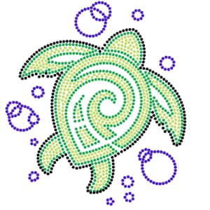 Rhinestone Template Design, The Sea Turtle, SS10, 10.494 x 8.830