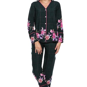 Cotton floral pajama set, top or shirt and pants