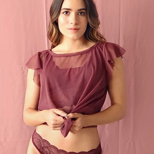 Sexy RuffleCamicia trasparente in rete