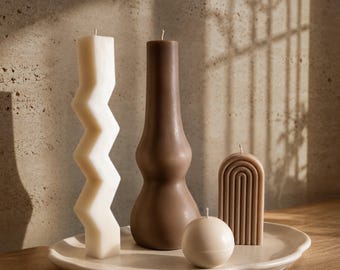 Moderne woondecoratieset, jesmonietblad, zigzag, boog en bol