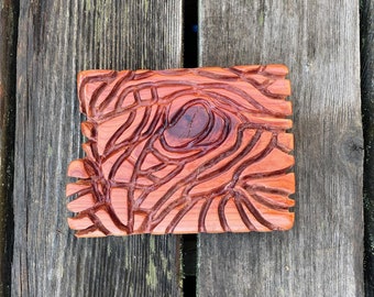 Hand carved wood Trivet/center piece/ wall mount. Made from re-purposed Juniper.