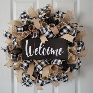 Everyday Wreath, Welcome Wreath, Farmhouse Wreath, Buffalo Check Wreath, All Year Round Wreath, Front Door wreath