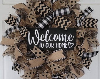 Welcome To Our Home Wreath, Welcome Wreath, Farmhouse Wreath, Everyday Wreath