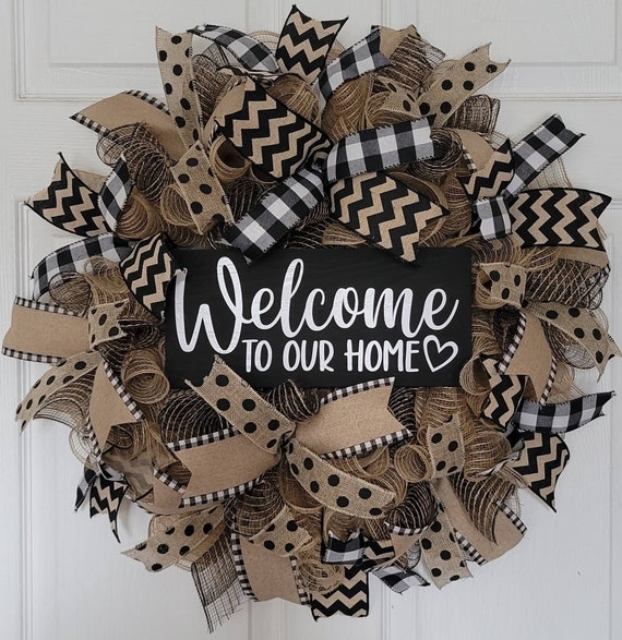 Welcome to Our Home Wreath Welcome Wreath Farmhouse Wreath - Etsy