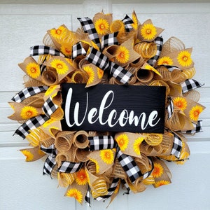 Sunflower Wreath, Everyday Wreath, Farmhouse Wreath, Summer Wreath, Spring Wreath, Front Door Wreath