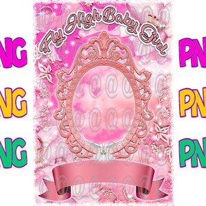 INSTANT Baby Girl Memorial Background Drop in Photo Pink Frame RIP In Memory Template 3 Digital PNG Files Use For Sublimation Shirt