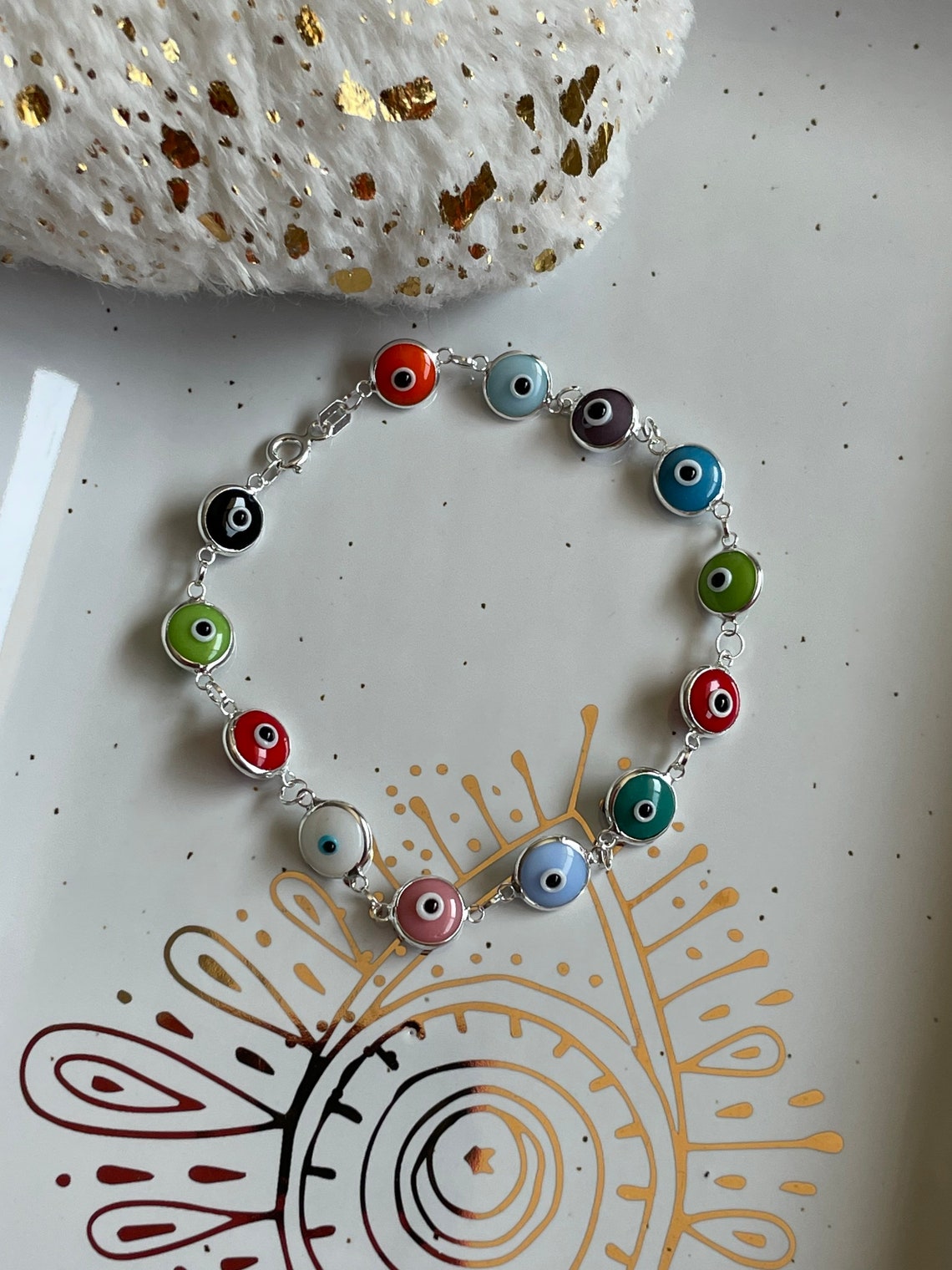 Italian Sterling Silver 925 Multicolor Evil eye bracelets. Etsy