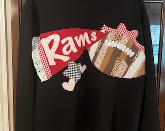 Custom Football Sweatshirt fabric patchwork school sports team pennant high school sweatshirt or college sweatshirt
