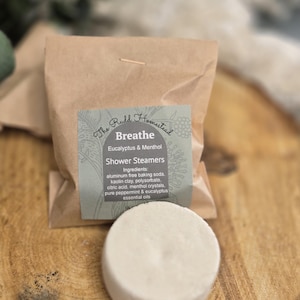 Breathe Easy Eucalyptus & Menthol Shower Steamer | Shower Bombs | Shower Tablets | Aromatherapy | Stocking Stuffer | Spa Shower | Self-Care image 1