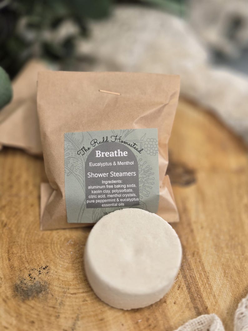 Breathe Easy Eucalyptus & Menthol Shower Steamer | Shower Bombs | Shower Tablets | Aromatherapy | Stocking Stuffer | Spa Shower | Self-Care image 1