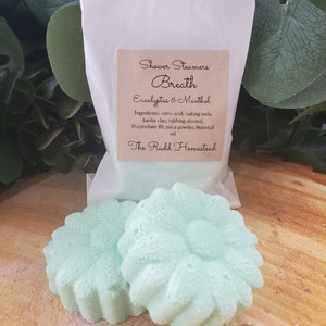 Breathe Easy Eucalyptus & Menthol Shower Steamer | Shower Bombs | Shower Tablets | Aromatherapy | Stocking Stuffer | Spa Shower | Self-Care
