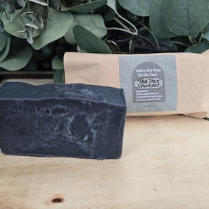 Handmade Tallow Face Soap | Rose Clay or Tea Tree Charcoal