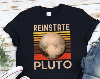 T-shirt Humour Astronomie "Reinstate Pluto" - Coton Gildan, Taille L/XL, Neuf Sans étiquette