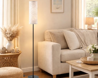 Vintage Boho Floor Lamp Modern Standing Lamp (Made in USA) For Living Room, Lighting For Family Room, Home Decor Lighting