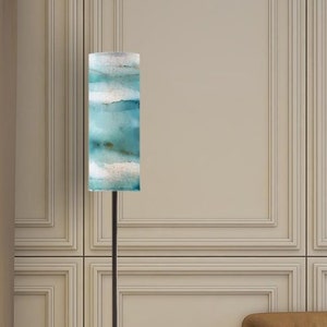 Blue Shade Linen Floor Lamp: Modern Home Decor Lighting (Made in USA)