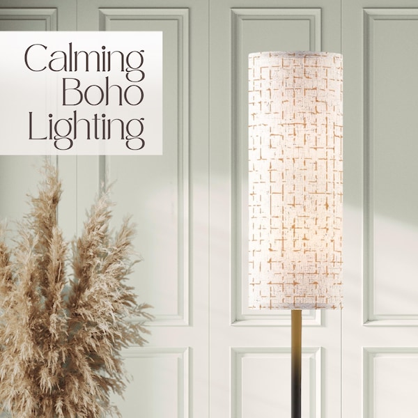 Vintage Boho Floor Lamp Modern Standing Lamp (Made in USA) For Living Room, Lighting For Family Room, Home Decor Lighting