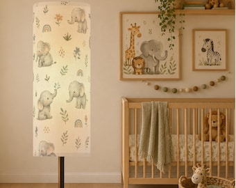 Baby Elephant Nursery Floor Lamp, Safari Animal Lamp, Jungle Baby Room Decor, Neutral Boho Nursery Lighting, Dimmable Nursing Light
