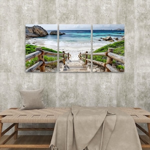 Beach 3 Panel Canvas Print Wall Art, Ocean Wall Art, Tropical Home Decor 3 Panel Canvas Print, Housewarming gift