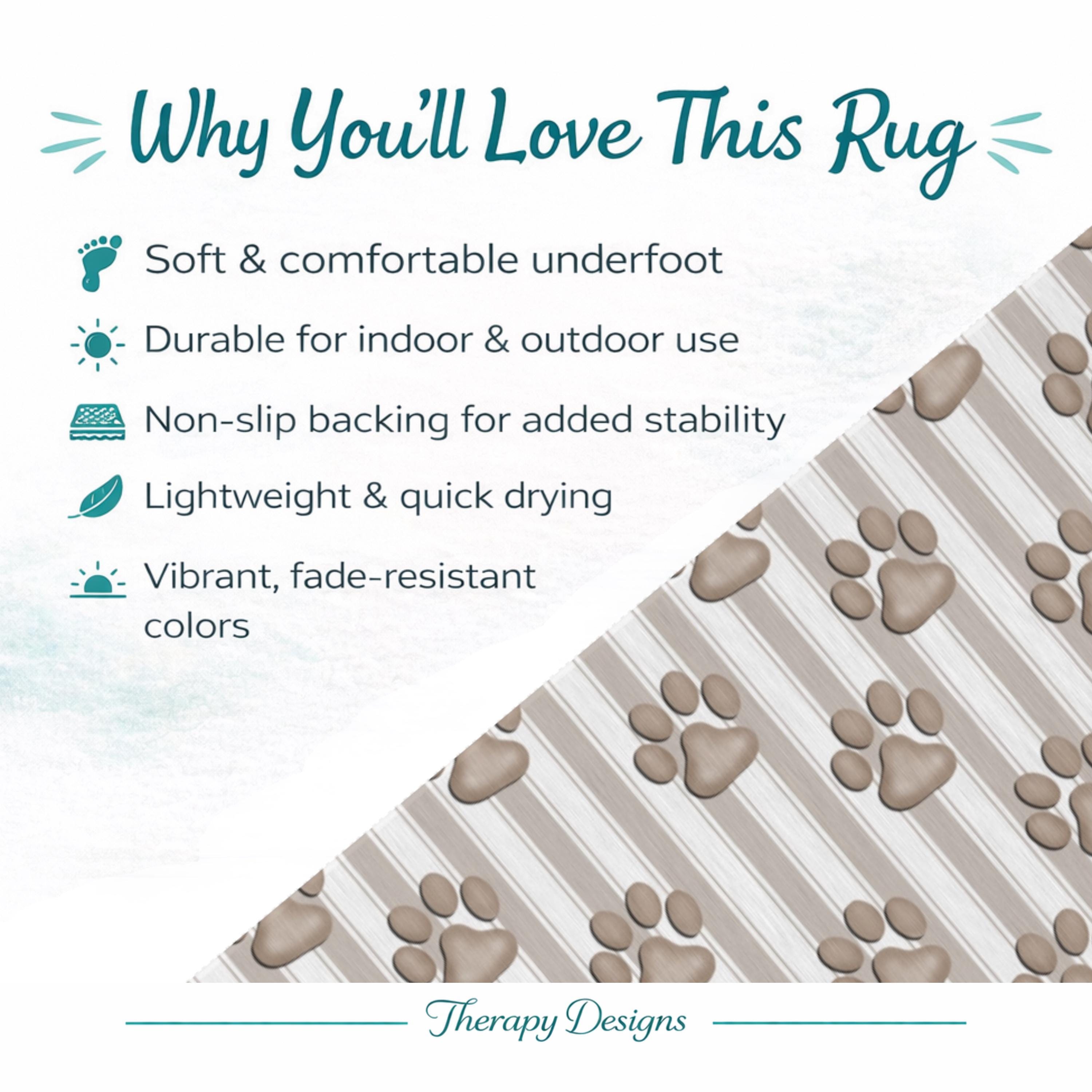 Boho Paw Print Outdoor Rug, Neutral Pet Welcome Mat, Dog Paw Patio Rug ...