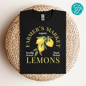 Farmers Market Lemon T-Shirt, Organic Apparel, Lemon Lover Gift, Gardening Tee, Vintage Market Style, Italian Lemoncello Lover Gift