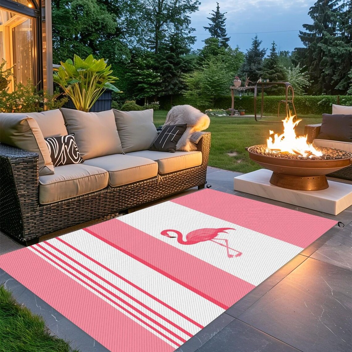 Tropical Flamingo Outdoor Rug: Summer Patio Decor (72x48) - Etsy