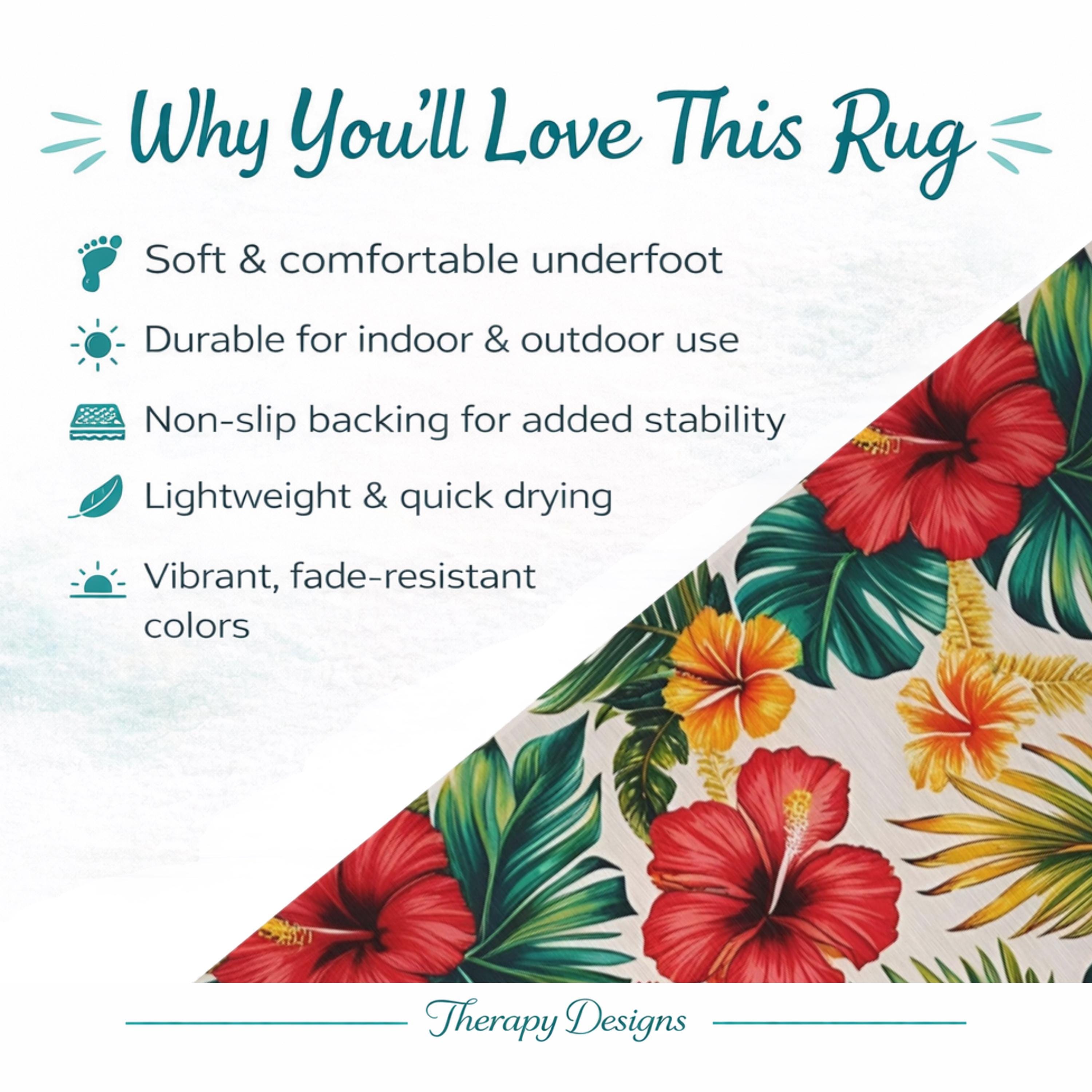 Hibiscus Rug Tropical Hibiscus Outdoor Rug: Vibrant Floral Patio Decor - Etsy