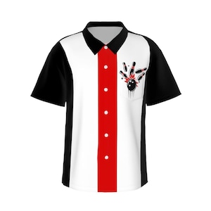 Retro 1950&#39;s Style Bowling Shirt, Vintage Style 50&#39;s Hollywood Button Up Shirt For Men, Midcentury Hawaiian Shirt