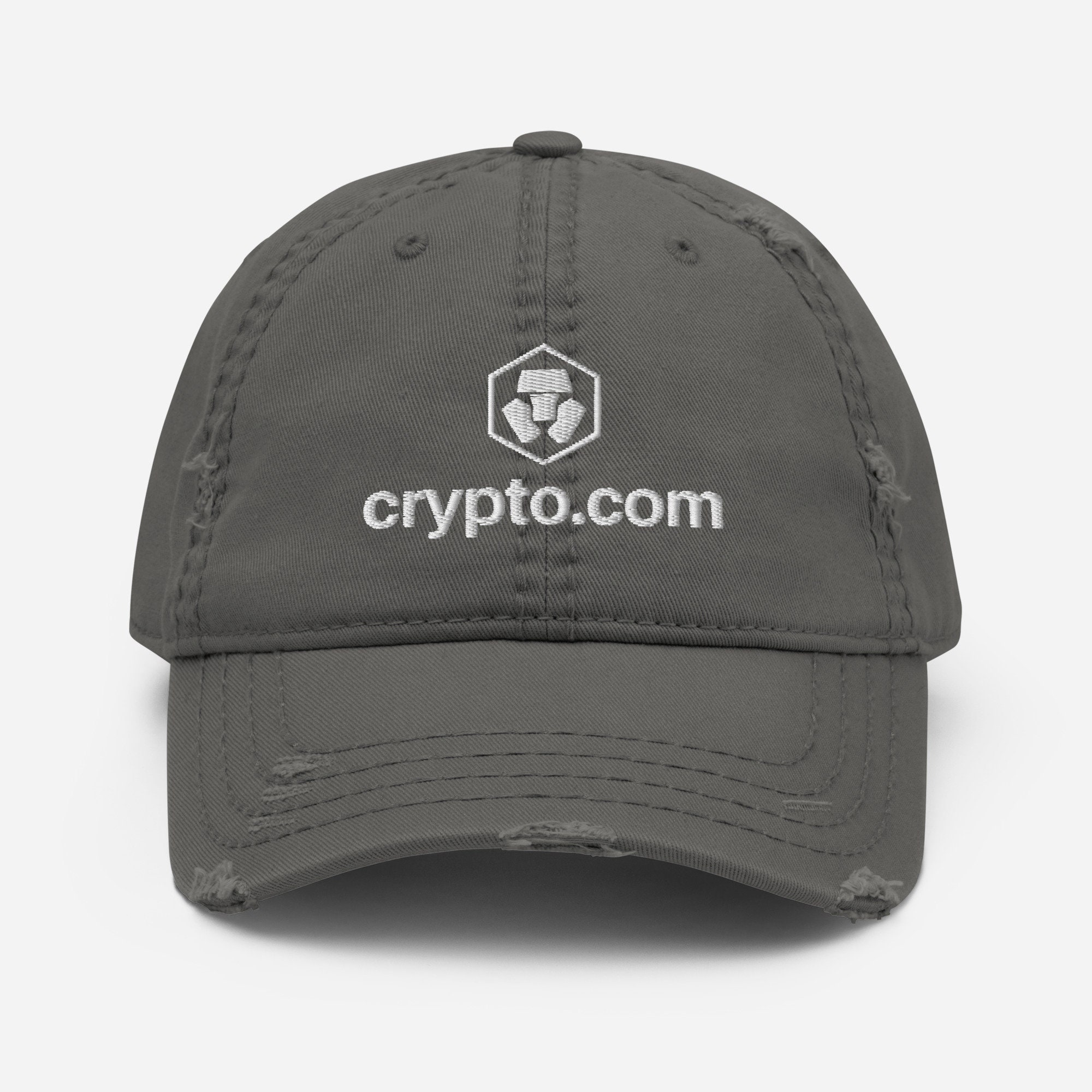 Crypto.com Distressed Dad Hat: Embroidered Cotton Twill Cap - Etsy