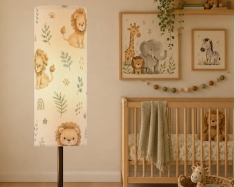 Baby Lion Nursery Floor Lamp, Safari Animal Lamp, Jungle Baby Room Decor, Neutral Boho Nursery Lighting, Dimmable Nursing Light