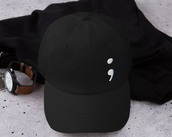 Semicolon Embroidered Dad Hat: Mental Health Awareness